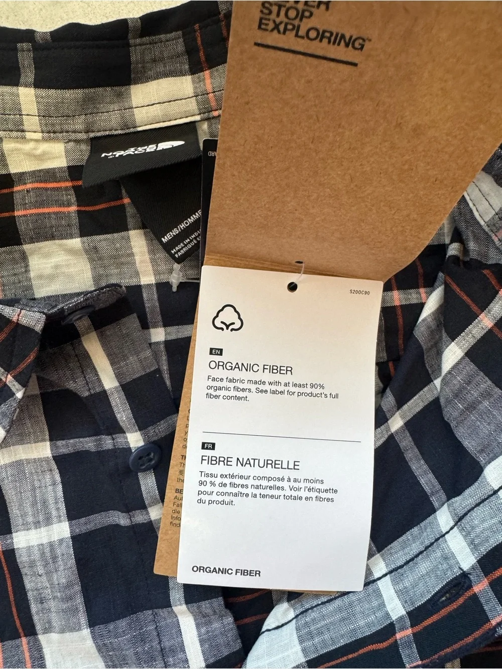 NWT The North Face Men’s Navy & White Plaid Short-Sleeve Shirt XXL